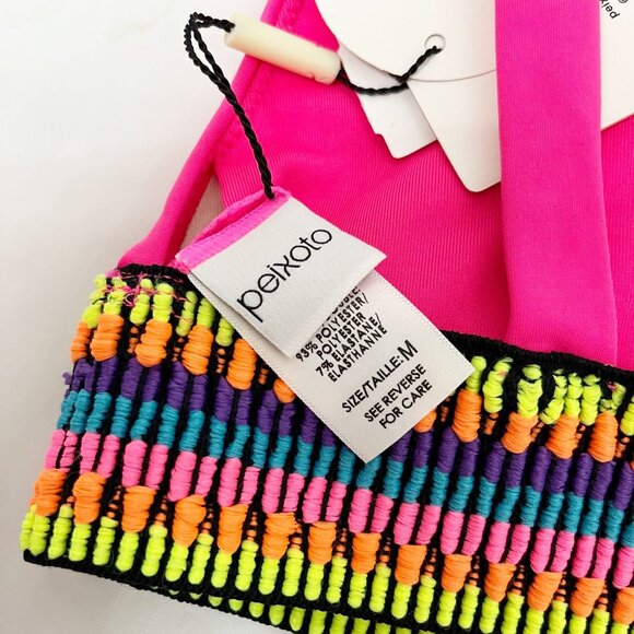 NEW Peixoto Charlie Embroidered Bikini Swim Top in Pink Ruby Bright Size Medium - Picture 4 of 5